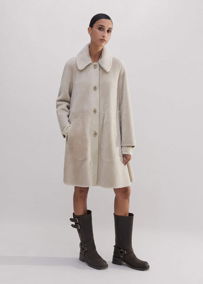 Natural Luxe Shearling Leather-Mix Swing Coat | ME+EM Clothing