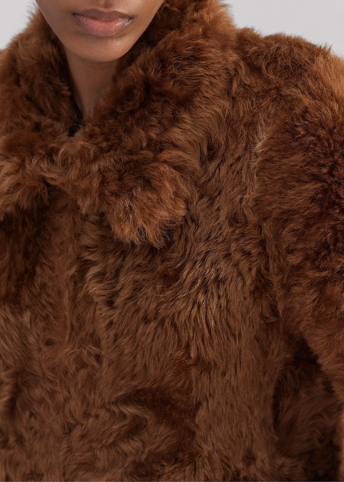 Brown Luxe Shearling Swing Coat | ME+EM Clothing