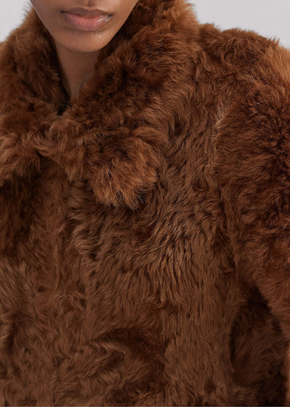 Brown Luxe Shearling Swing Coat | ME+EM Clothing