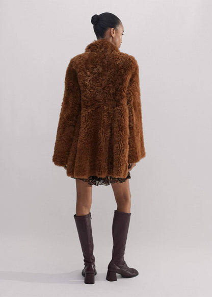 Brown Luxe Shearling Swing Coat | ME+EM Clothing