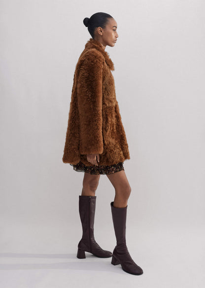 Brown Luxe Shearling Swing Coat | ME+EM Clothing