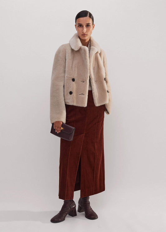 Cream Luxe Short Shearling Coat | Shearling Coats | ME+EM Clothing