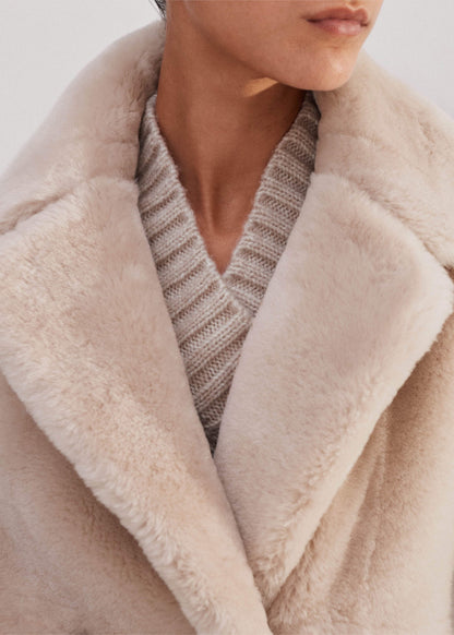 Cream Luxe Short Shearling Coat | Shearling Coats | ME+EM Clothing