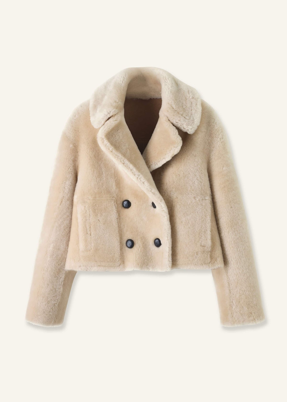 Cream Luxe Short Shearling Coat | Shearling Coats | ME+EM Clothing