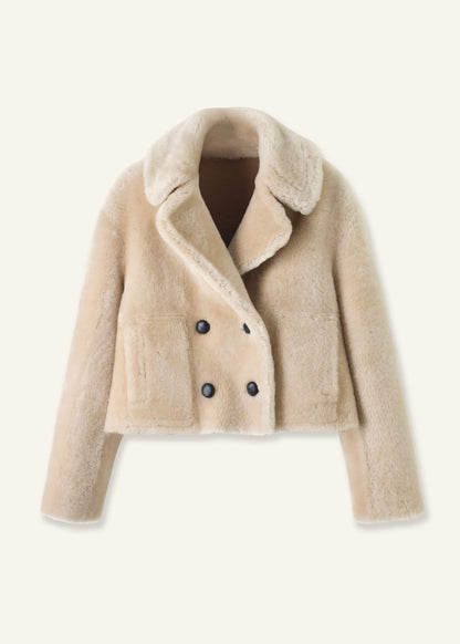 Cream Luxe Short Shearling Coat | Shearling Coats | ME+EM Clothing