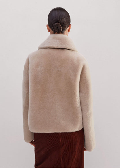 Cream Luxe Short Shearling Coat | Shearling Coats | ME+EM Clothing