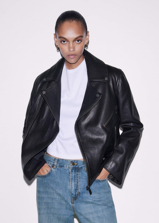 Black Authentic Leather Biker Jacket | ME+EM Clothing