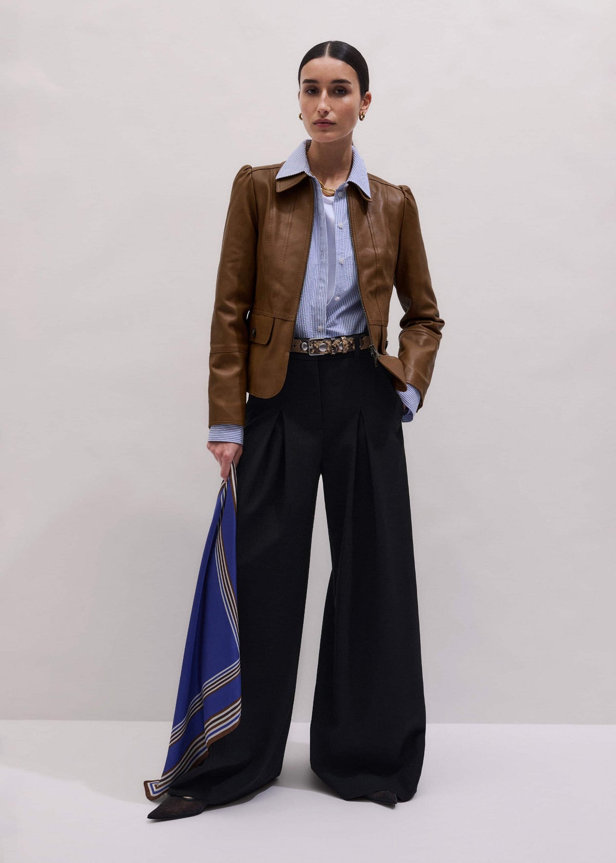 Brown Slim Fit Feminine Utility Jacket | ME+EM Clothing