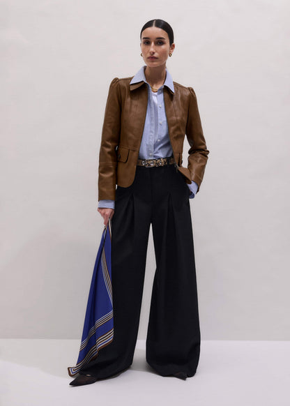 Brown Slim Fit Feminine Utility Jacket | ME+EM Clothing