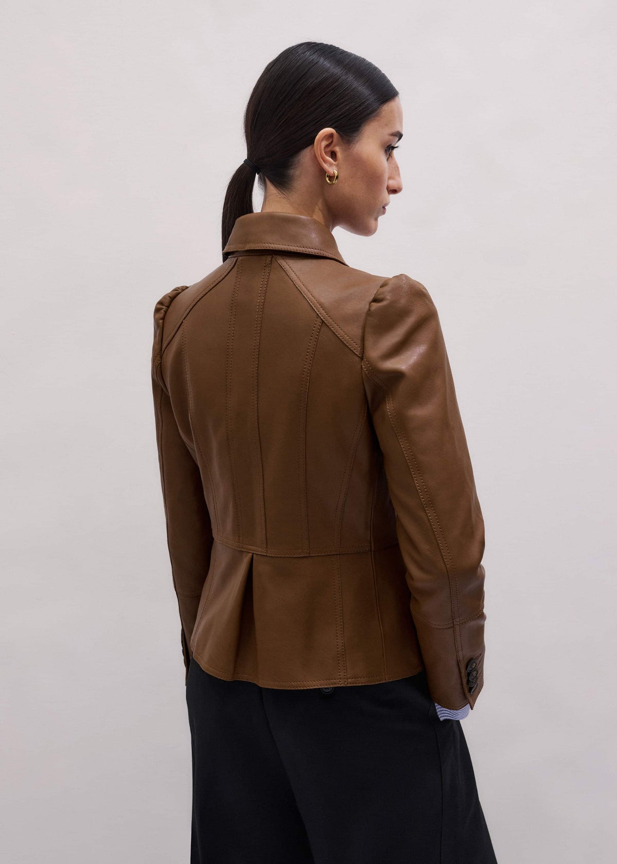 Brown Slim Fit Feminine Utility Jacket | ME+EM Clothing