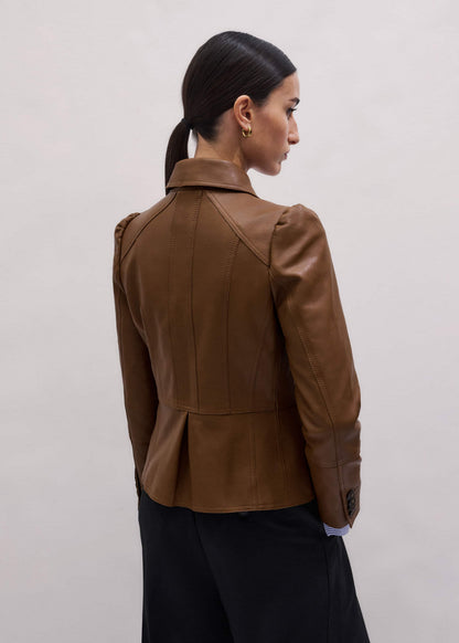 Brown Slim Fit Feminine Utility Jacket | ME+EM Clothing