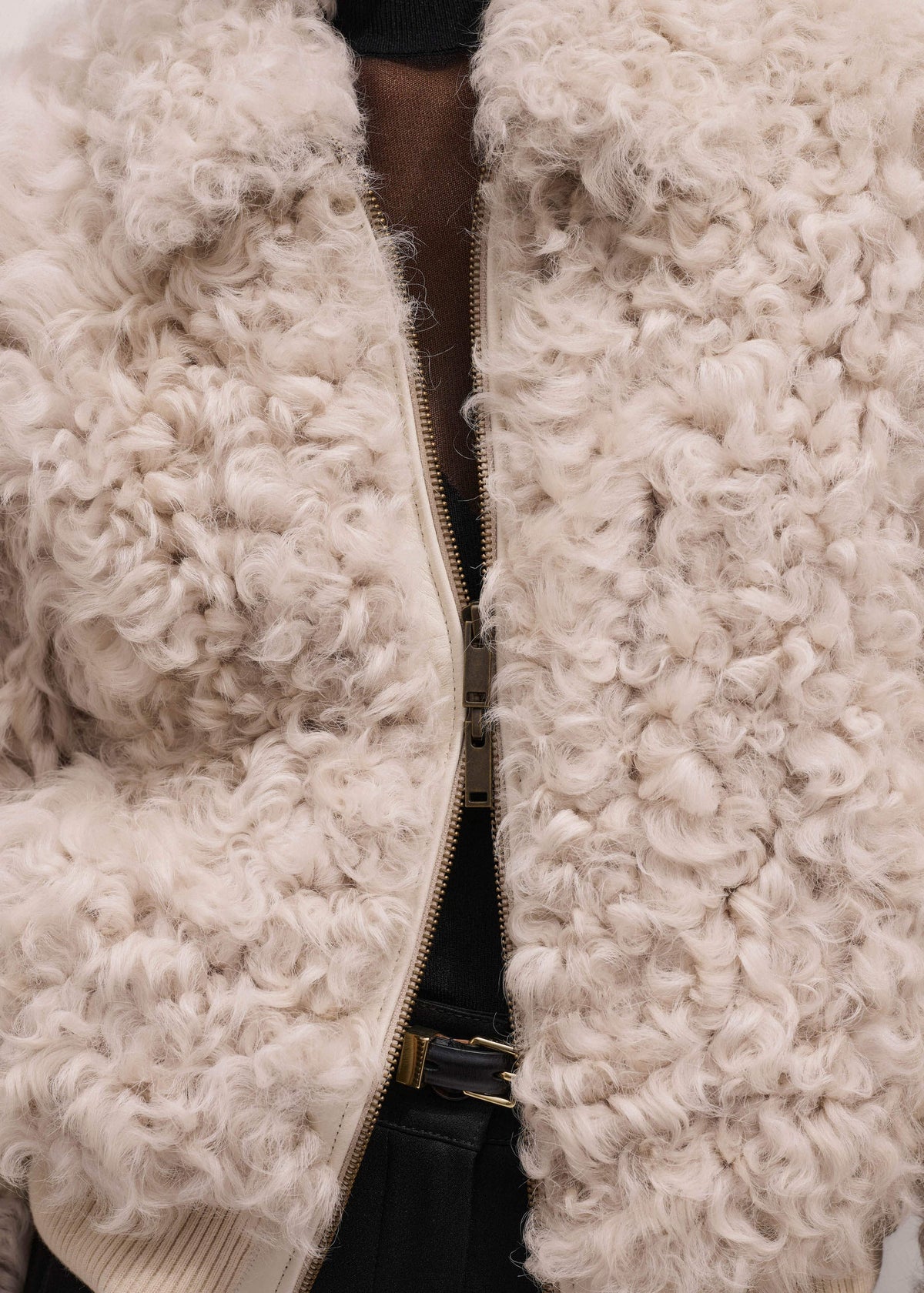 Cream Luxe Shearling Bomber Jacket | ME+EM Clothing