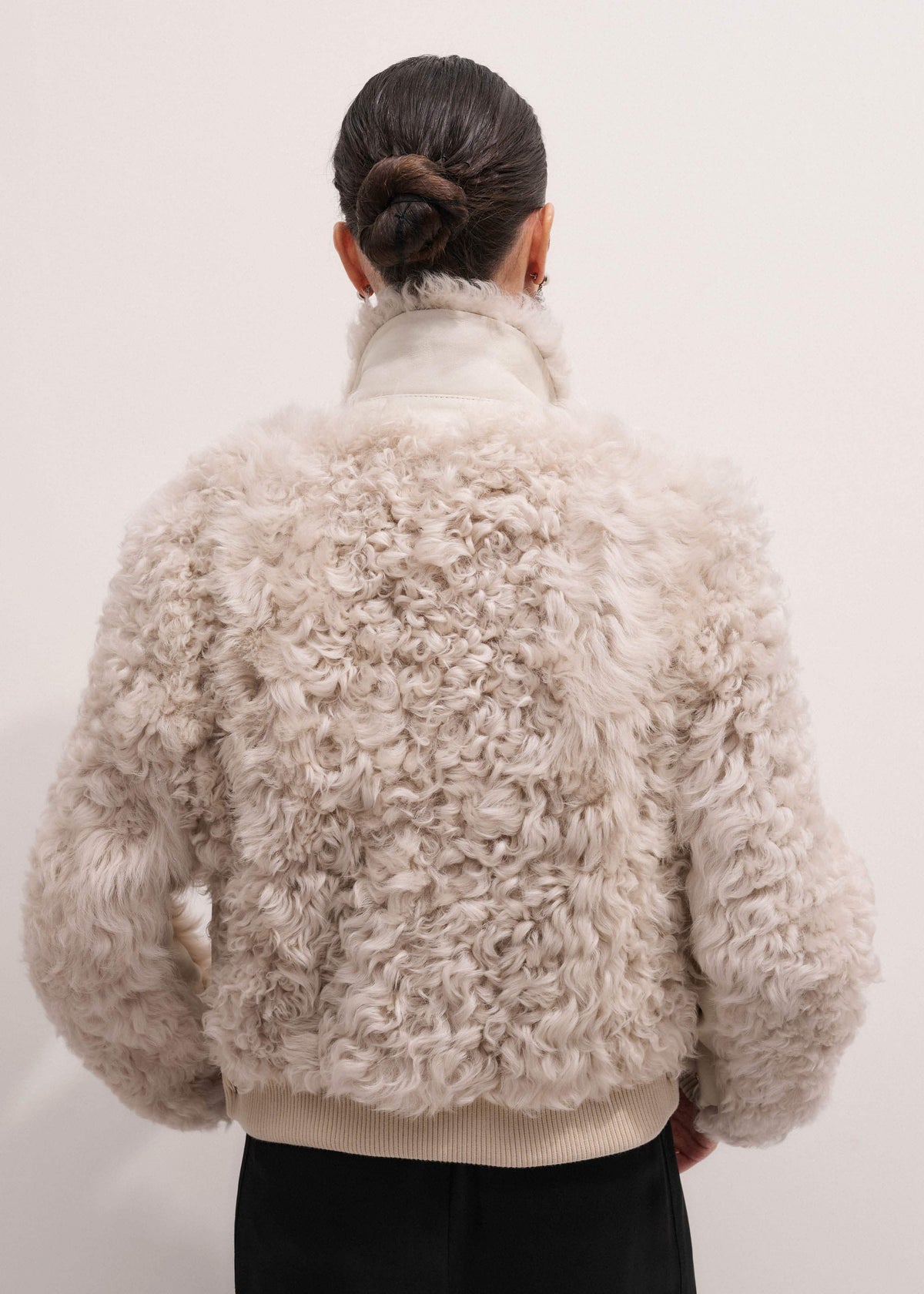 Cream Luxe Shearling Bomber Jacket | ME+EM Clothing