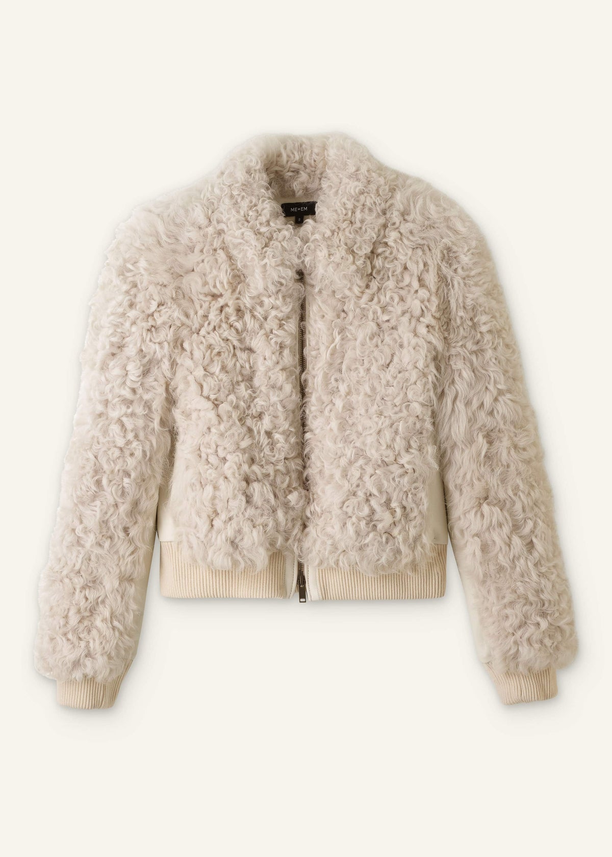 Cream Luxe Shearling Bomber Jacket | ME+EM Clothing