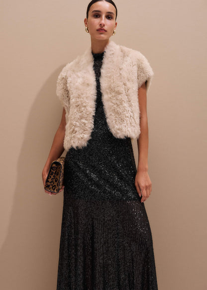 Cream Shearling Evening Layering Shrug | ME+EM Clothing