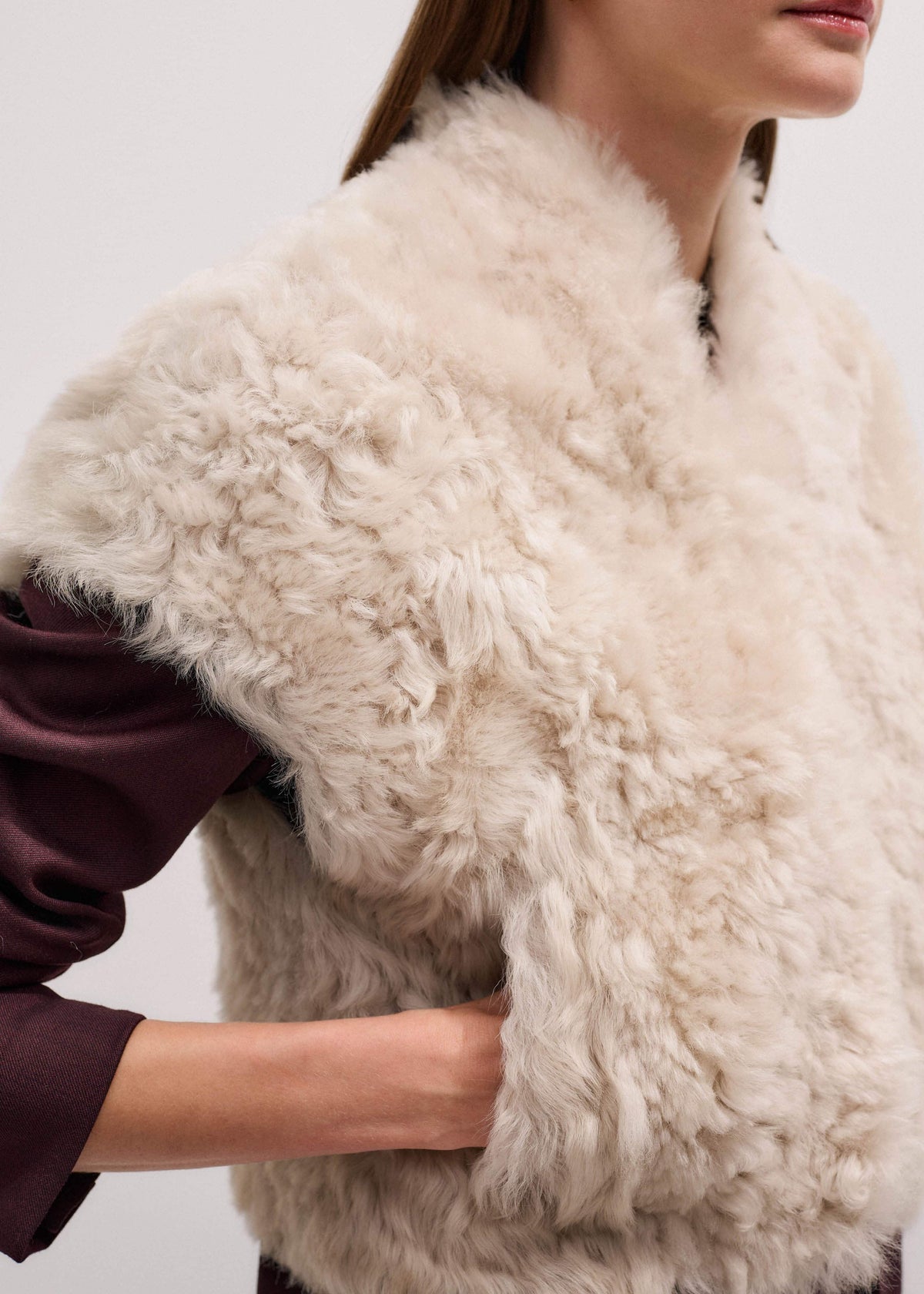 Cream Shearling Evening Layering Shrug | ME+EM Clothing