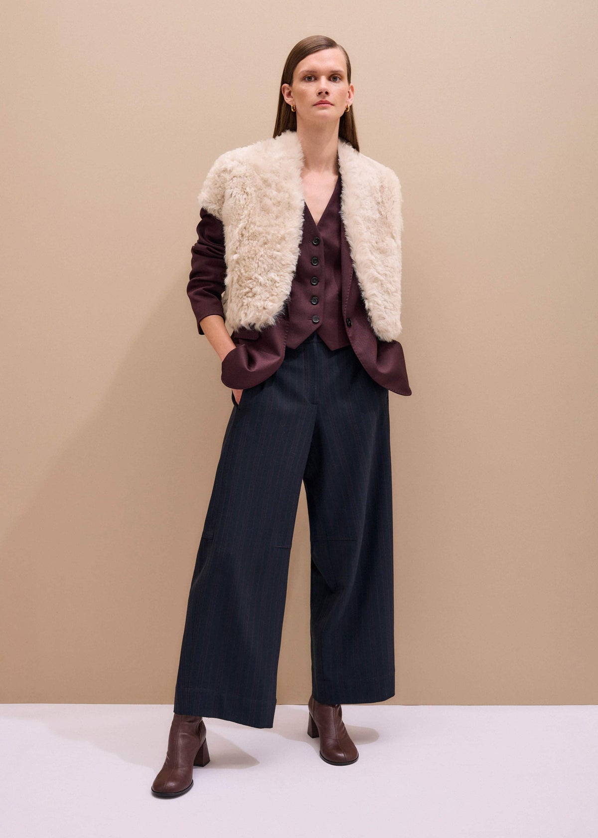 Cream Shearling Evening Layering Shrug | ME+EM Clothing