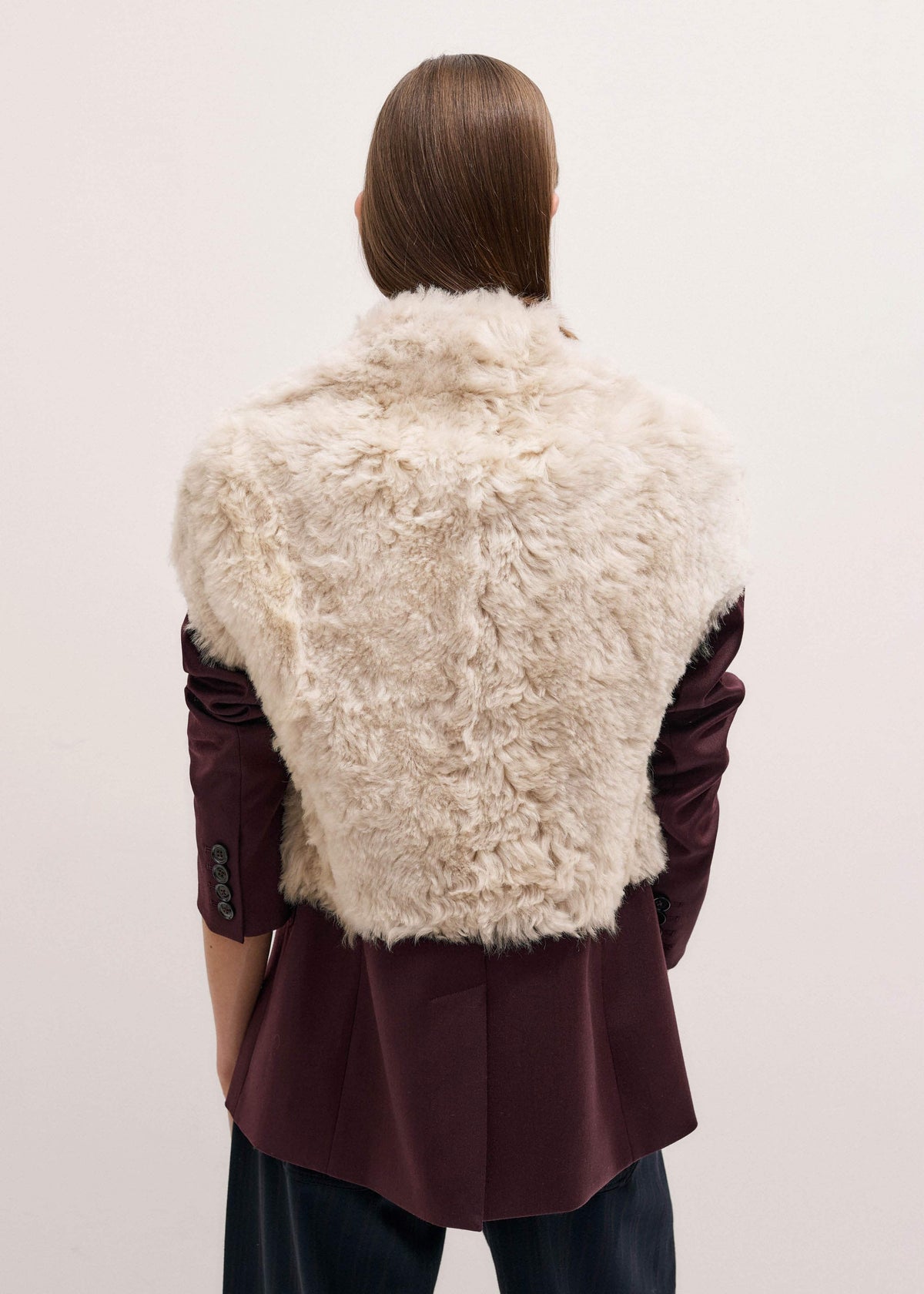 Cream Shearling Evening Layering Shrug | ME+EM Clothing