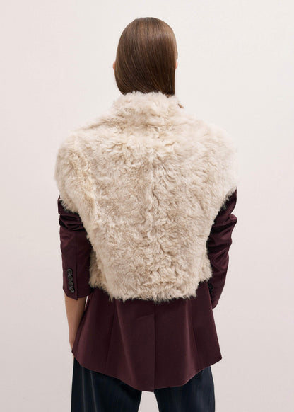 Cream Shearling Evening Layering Shrug | ME+EM Clothing