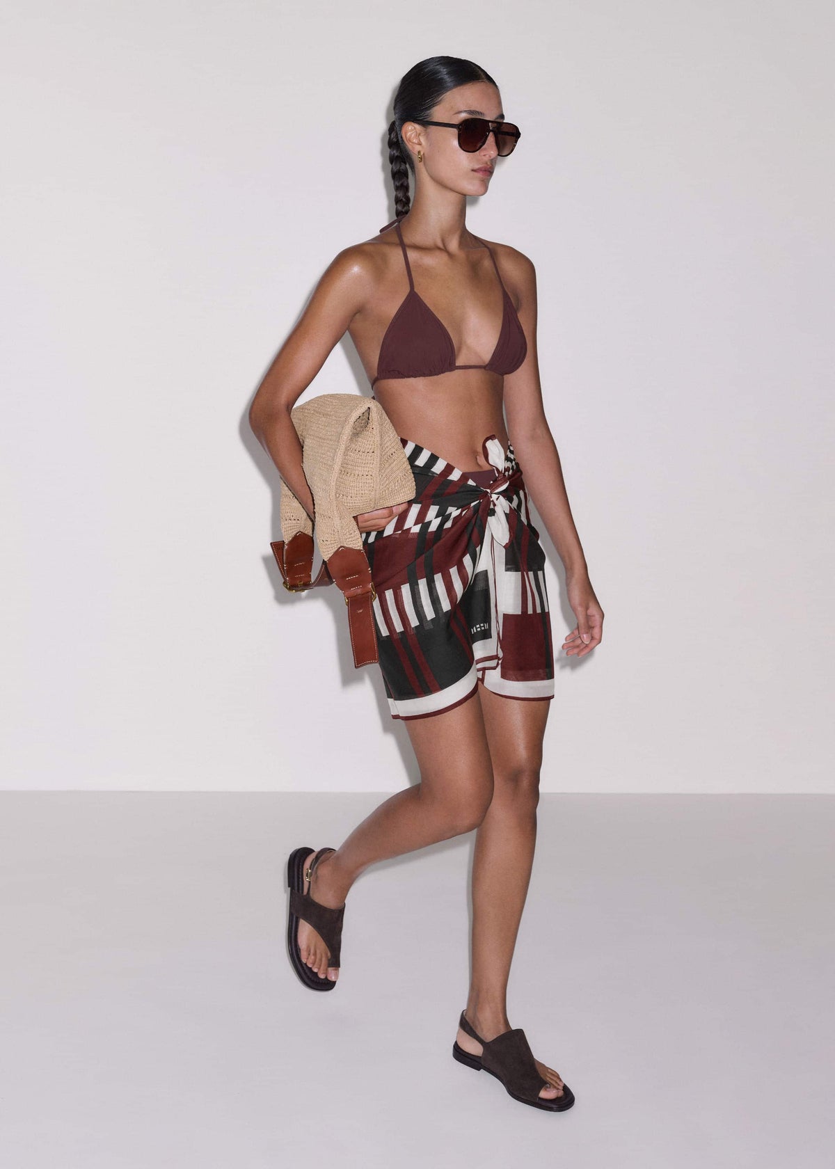 Cinnamon Brown Stripe Summer Scarf | ME+EM Clothing|Accessories