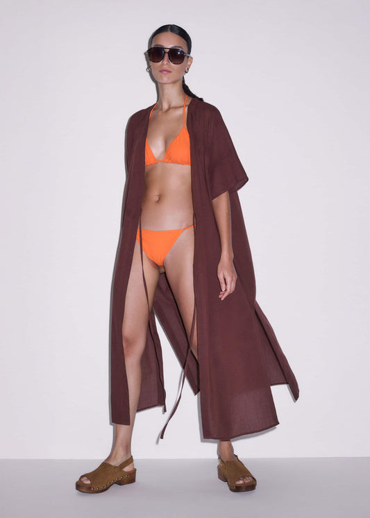 Cinnamon Brown Tie Front Maxi Cover Up | ME+EM Clothing