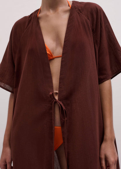 Cinnamon Brown Tie Front Maxi Cover Up | ME+EM Clothing