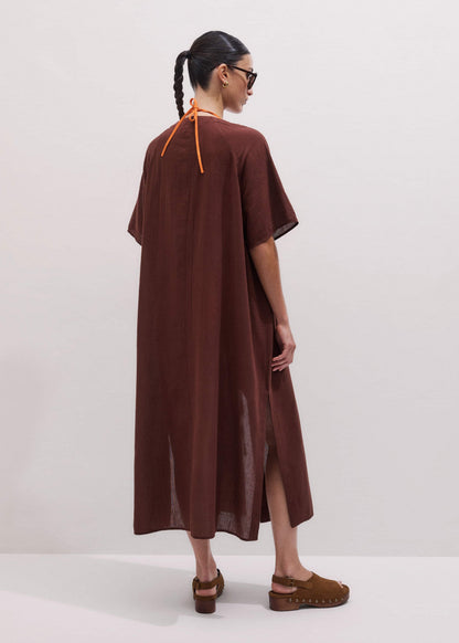 Cinnamon Brown Tie Front Maxi Cover Up | ME+EM Clothing