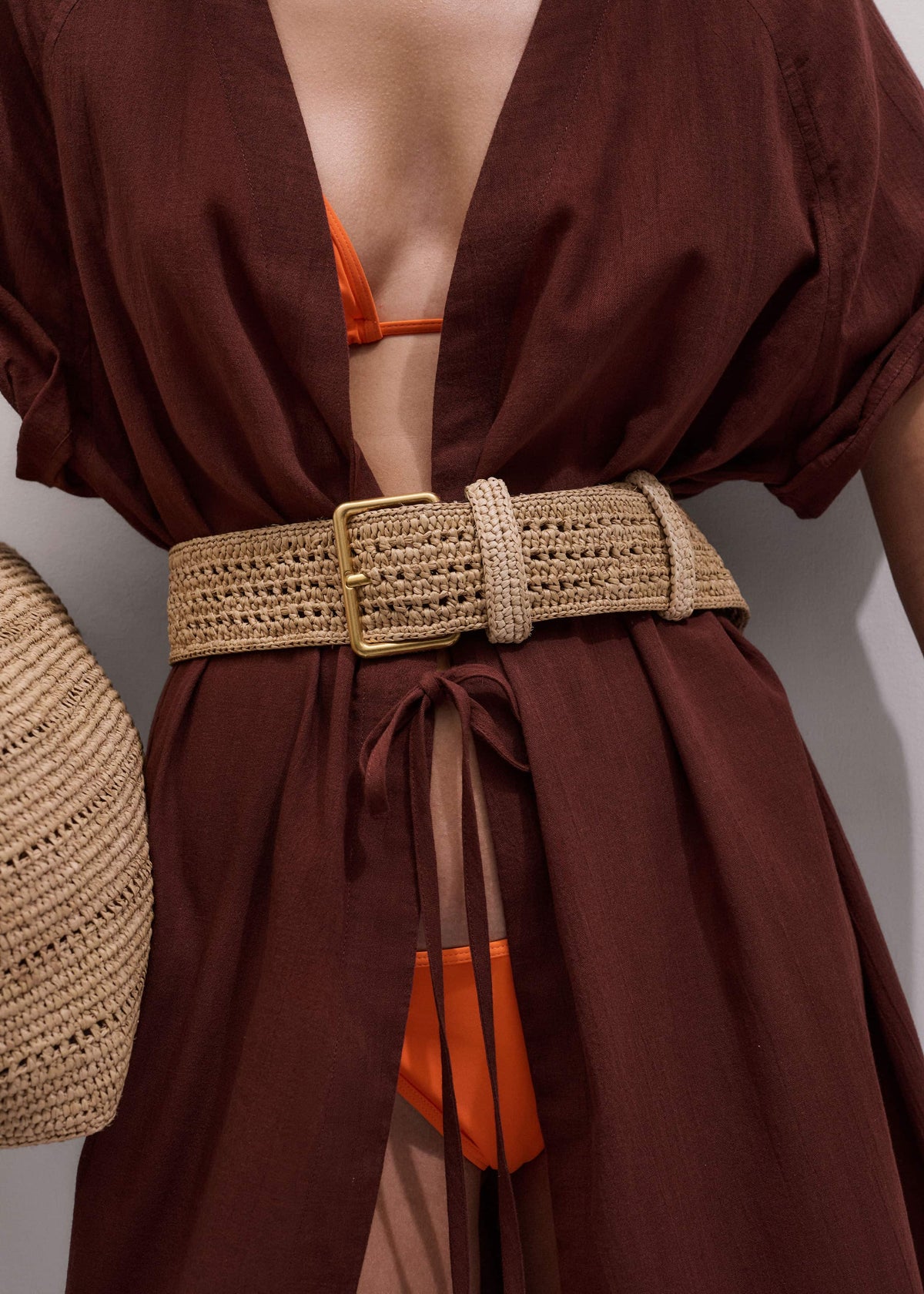 Tan Raffia Wide Summer Belt | ME+EM Clothing|Accessories