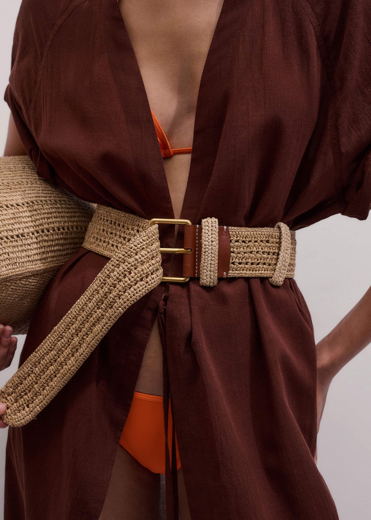 Tan Raffia Wide Summer Belt | ME+EM Clothing|Accessories
