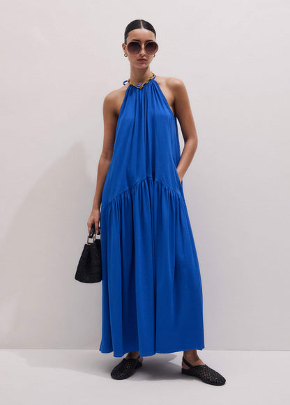 Blue Halterneck Maxi Dress | ME+EM Clothing