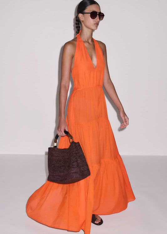 Orange Tiered Maxi Beach Dress | ME+EM Clothing