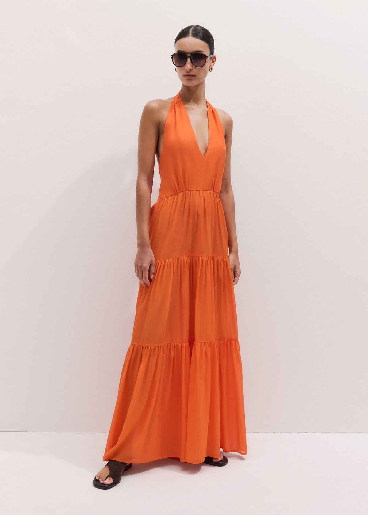 Orange Tiered Maxi Beach Dress | ME+EM Clothing