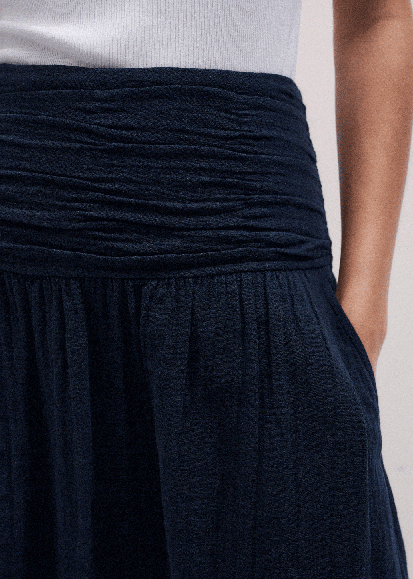 Navy Cheesecloth Relaxed Maxi Skirt | ME+EM Clothing