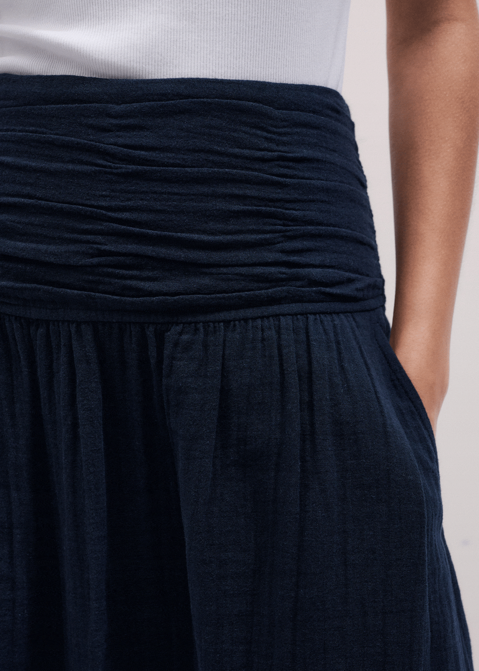 Navy Cheesecloth Relaxed Maxi Skirt | ME+EM Clothing