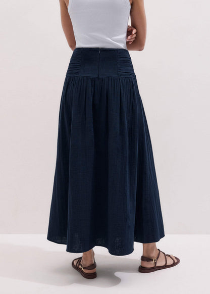 Navy Cheesecloth Relaxed Maxi Skirt | ME+EM Clothing
