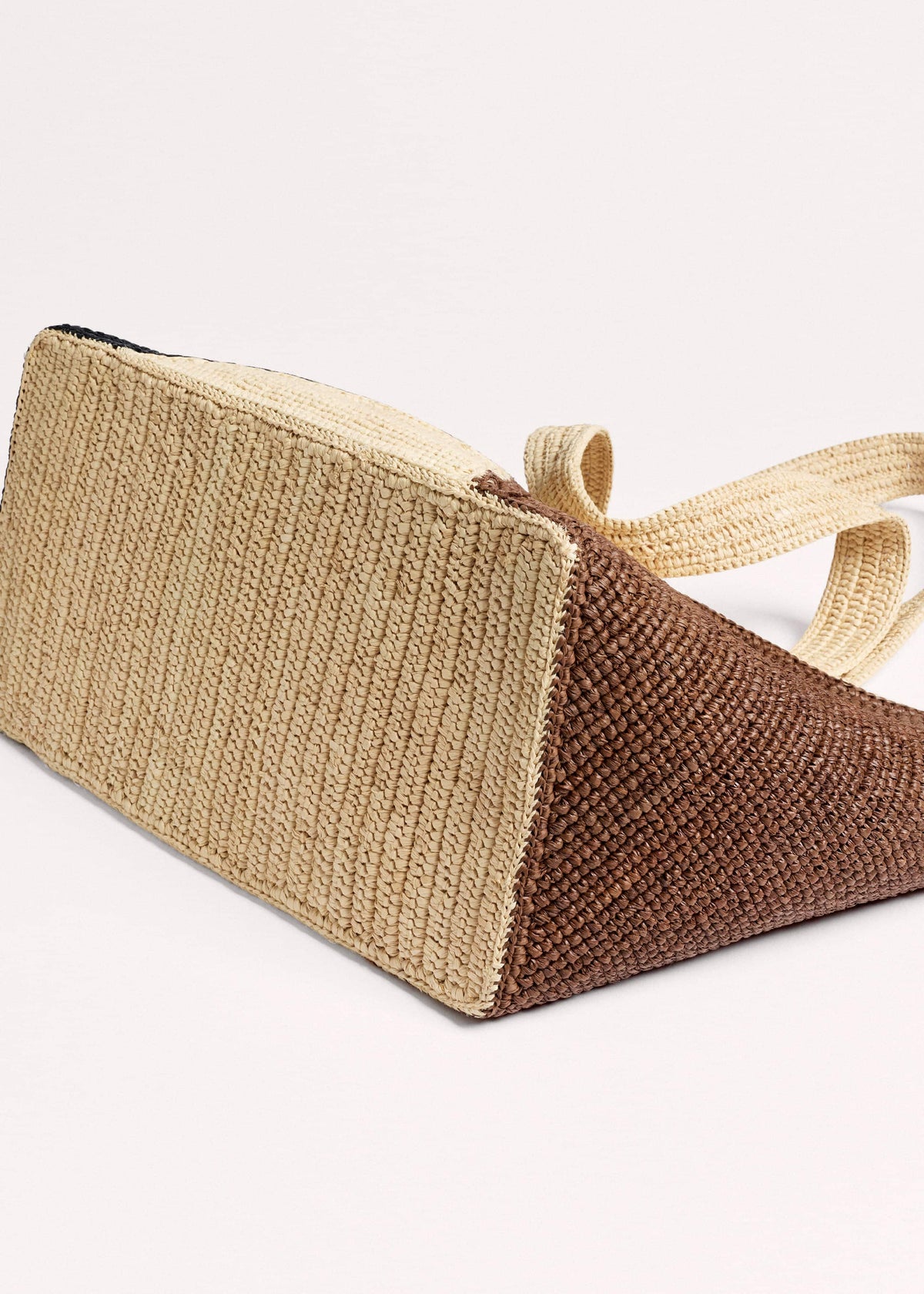 Brown Contrast Raffia Tote Bag | ME+EM Clothing|Accessories