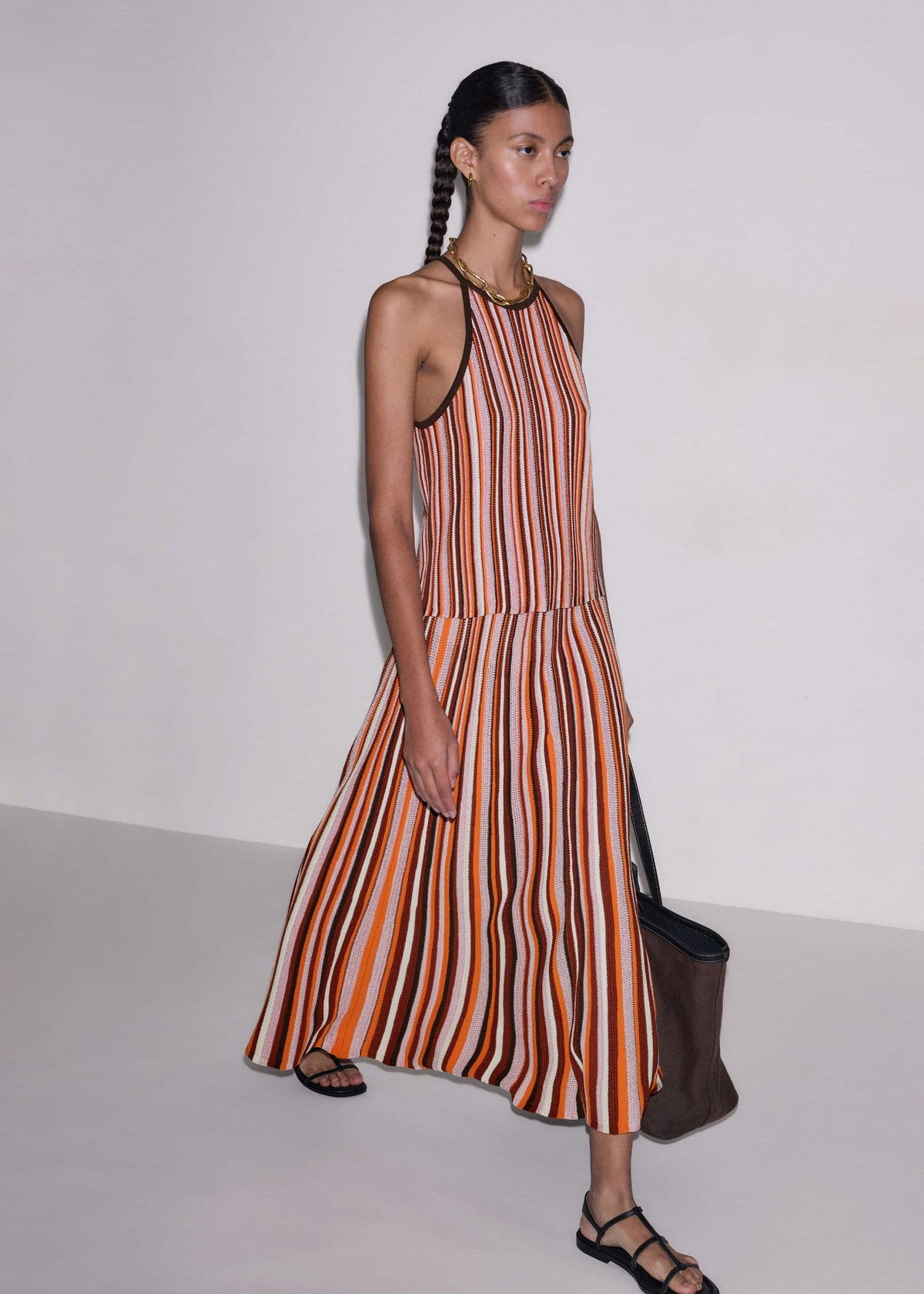 Cinnamon Stripe Knit Maxi Skirt | ME+EM Clothing