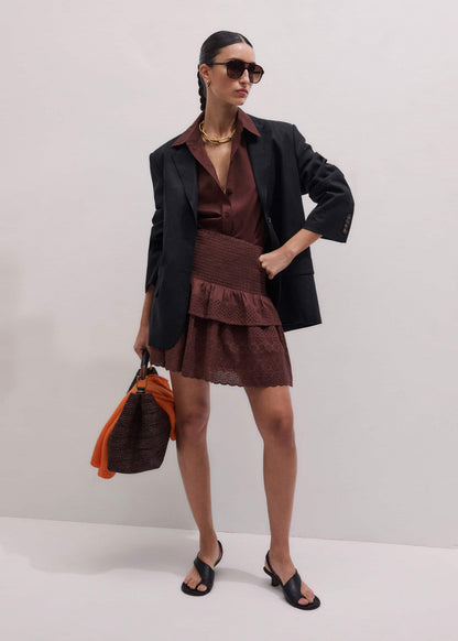 Cinnamon Shirred Mini Skirt | ME+EM Clothing