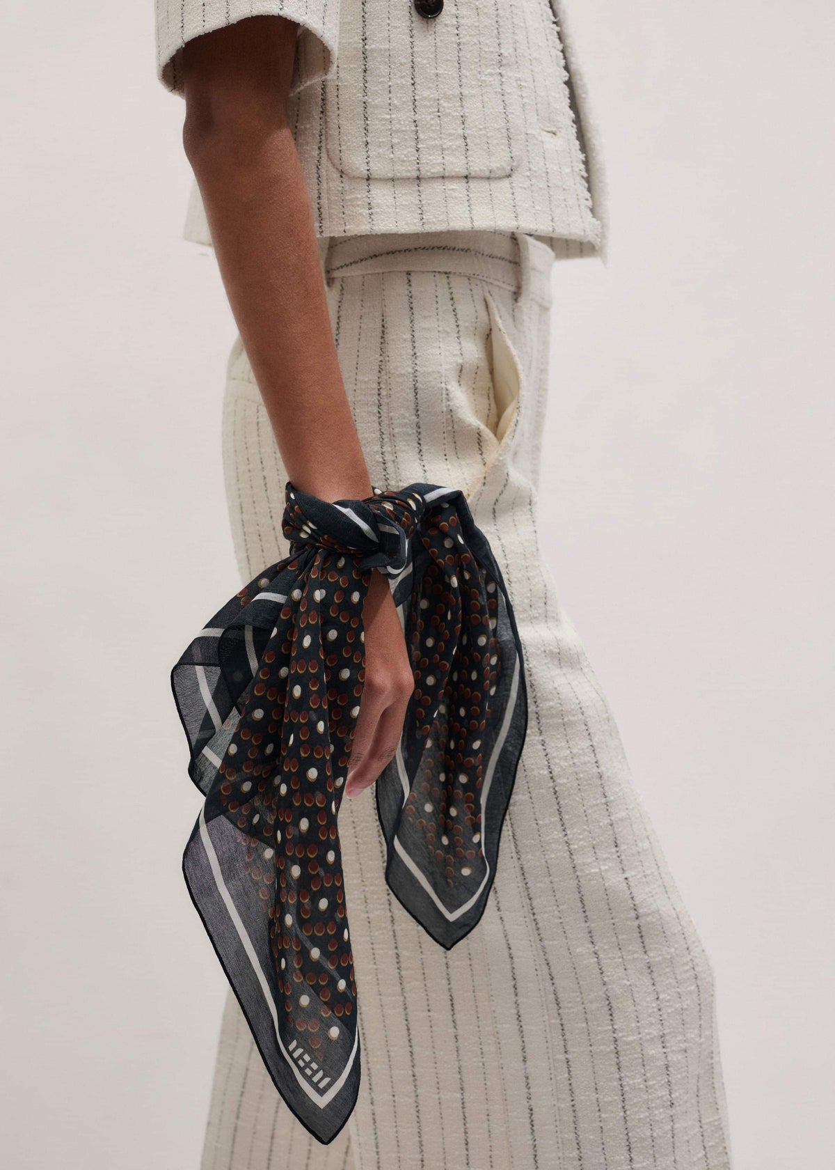 Black Dotted Border Scarf | ME+EM Clothing|Accessories