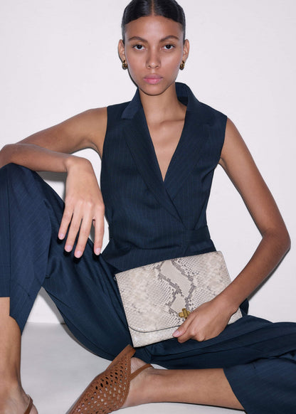 Navy Pinstripe Wrap Vest | ME+EM Clothing