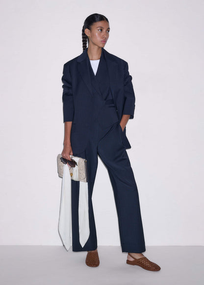 Navy Pinstripe Wrap Vest | ME+EM Clothing