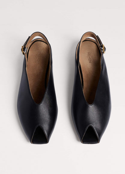 Black Peep Toe Flat | ME+EM Clothing|Accessories