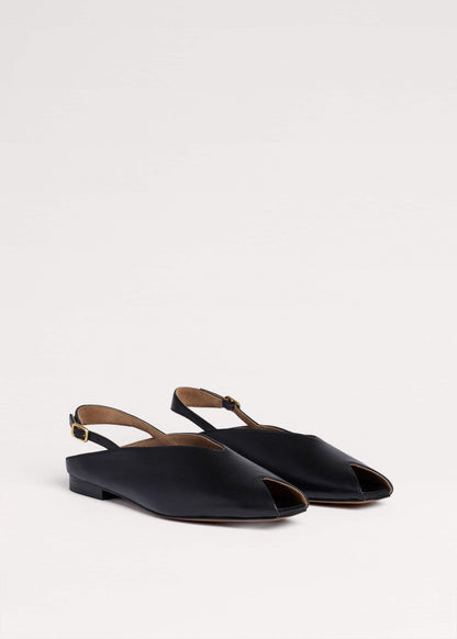 Black Peep Toe Flat | ME+EM Clothing|Accessories