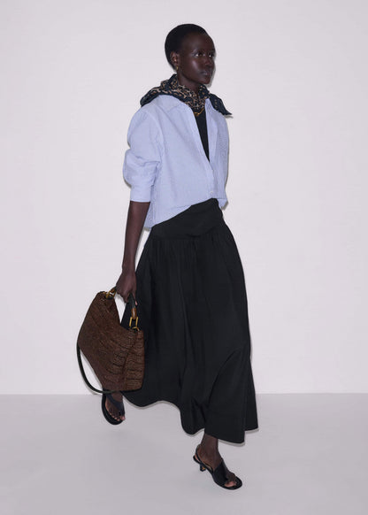 Black Mixed Media Maxi Skirt | ME+EM Clothing
