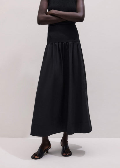Black Mixed Media Maxi Skirt | ME+EM Clothing