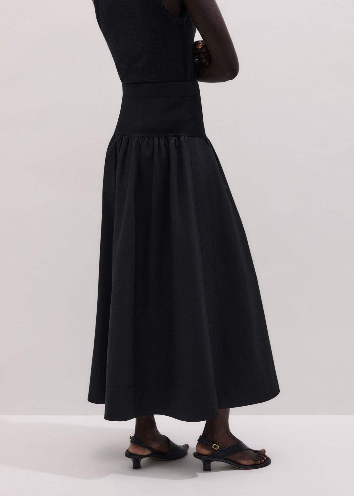 Black Mixed Media Maxi Skirt | ME+EM Clothing