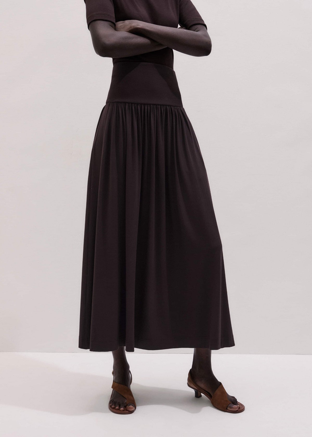 Brown Soft Sculpt Maxi Skirt | ME+EM Clothing