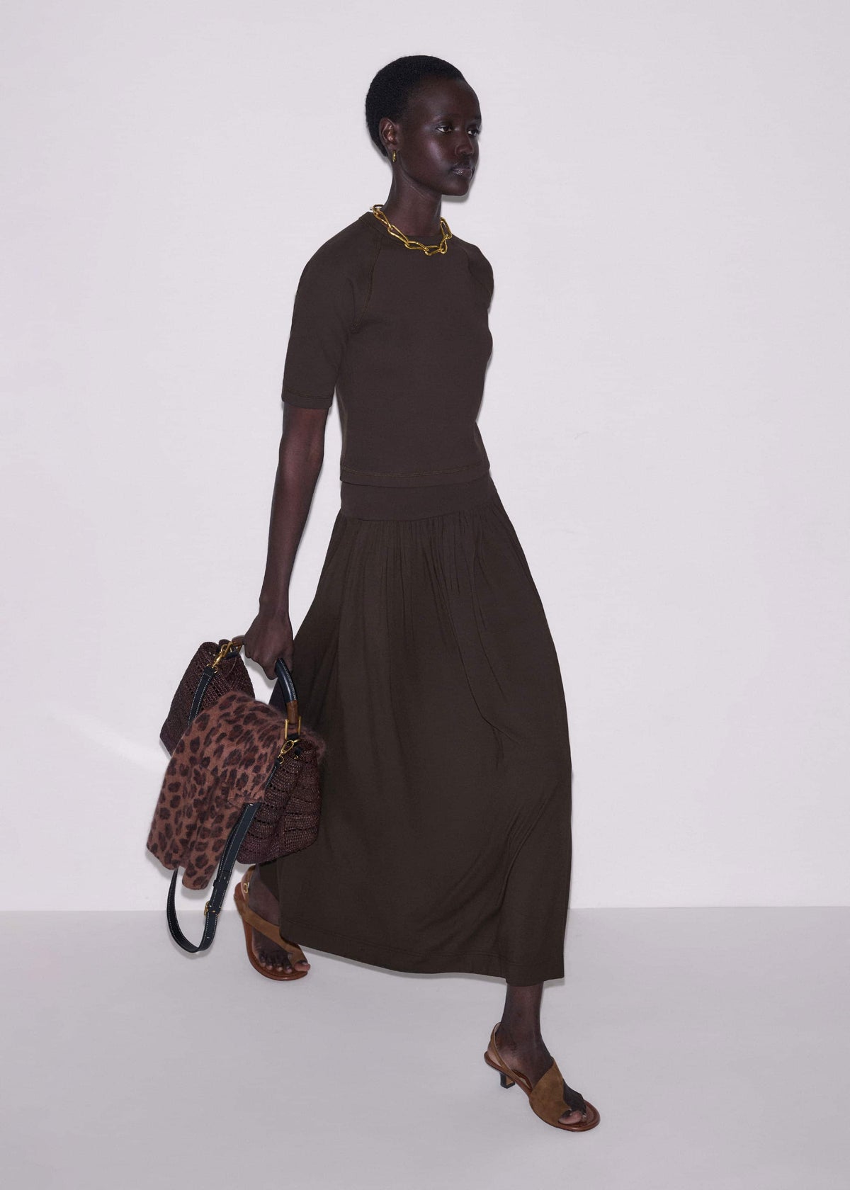 Brown Soft Sculpt Maxi Skirt | ME+EM Clothing