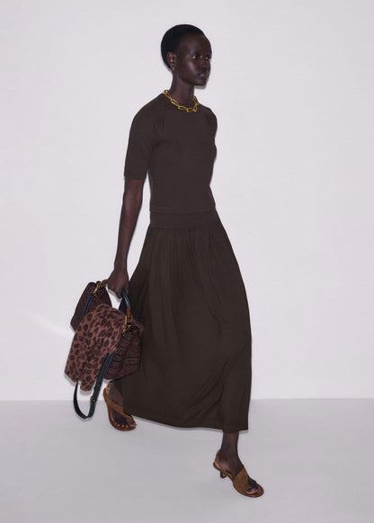 Brown Soft Sculpt Maxi Skirt | ME+EM Clothing