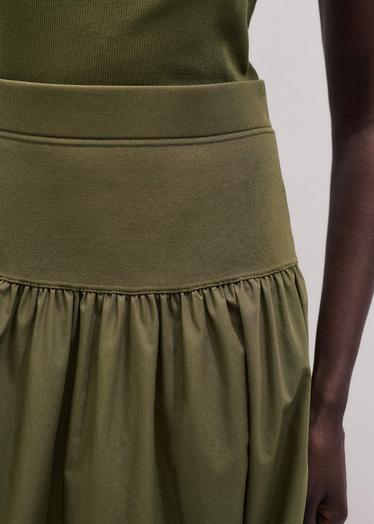 Olive Green Mixed Media Maxi Skirt | ME+EM Clothing